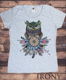 Women’s Tee Colourful Owl Abstract- American Feathers Tribal Print TS1169