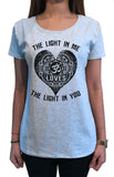 Women’s Top 'The light in me loves the light in you' Om Love Heart Print TS1171