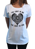 Women’s Top 'The light in me loves the light in you' Om Love Heart Print TS1171