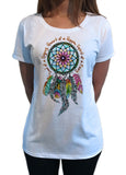 Women’s Top Dreamcatcher Slogan Watercolours Red Indian American Feathers TS1173