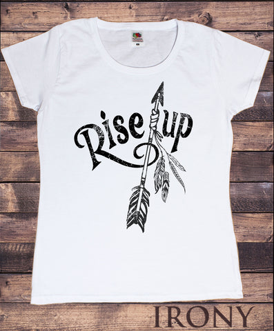 Women's T-Shirt Dreamer feathers and arrow Rise Up Design Print TS1174