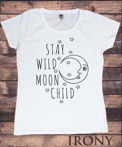 Women's Tee Stay Wild Moon Child' Stars and moon Print TS1178