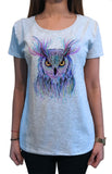 Women’s Tee Colourful Owl detailed splatter icon - Novelty Print TS1180