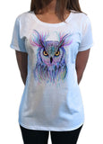 Women’s Tee Colourful Owl detailed splatter icon - Novelty Print TS1180