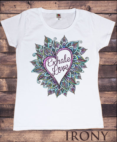 Women’s Top 'Exhale Love' Colourful Flower Love Heart Yoga Print TS1195