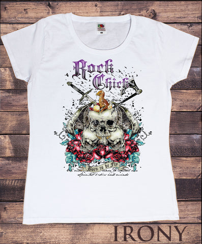 Women’s Rock Chick Metal Skeleton ROCK N ROLL-Live Music Print TS1203