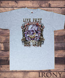 Men’s T-Shirt Rock on Rebel Skeleton 'Live fast, die last' Metal Print TS1205