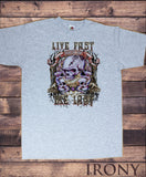 Men’s T-Shirt Rock on Rebel Skeleton 'Live fast, die last' Metal Print TS1205