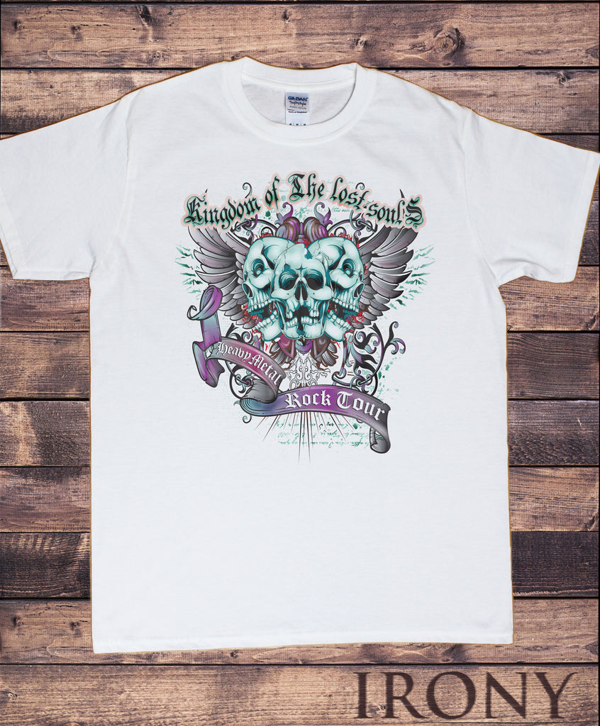 Men’s T-Shirt Rock  Skeleton  'Kingdom of the lo' Print TS1209