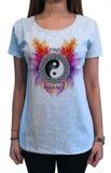 Women's T-Shirt "Find Balance" Flowery Ying Yang Design Print TS1231