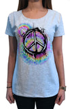 Women’s T-Shirt Peace Paintbrush Splatter Effect- Colourful Print TS1235