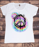 Women’s T-Shirt Peace Paintbrush Splatter Effect- Colourful Print TS1235