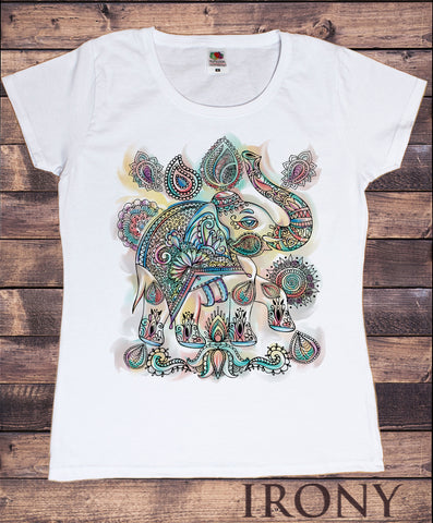 Women’s T-shirt Ethnic Elephant Pattern Flower Print TS1243