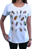 Women's Tee Creepy Crawlers- Insects All Over- Flies Bugs Print TS1246