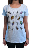 Women's Tee Creepy Crawlers- Insects All Over- Flies Bugs Print TS1246