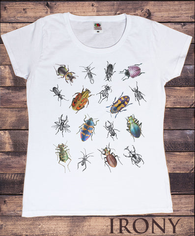 Women's Tee Creepy Crawlers- Insects All Over- Flies Bugs Print TS1246