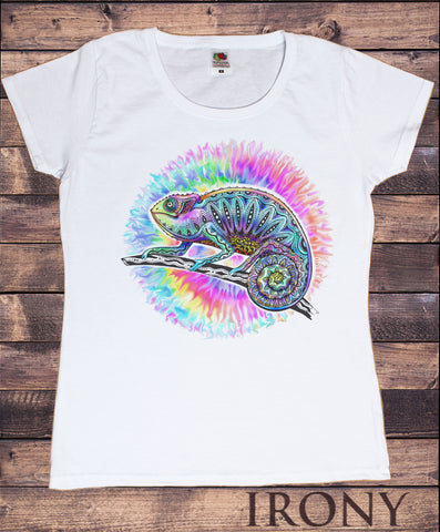 Women’s T-Shirt Karma Chameleon Lizard Peace Tie dye effect Print TS1248