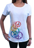 Women’s T-Shirt  Heart Love and peace retro speed Colourful Print TS1273