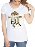 Women's White T-Shirt Dreamcatcher feathers and arrow Design- Follow your soul Print TS1275