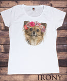 Women's T-Shirt 'Puppy Power' Cute Dog Flower headband Print TS1300