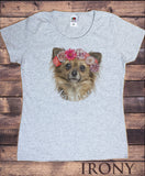 Women's T-Shirt 'Puppy Power' Cute Dog Flower headband Print TS1300