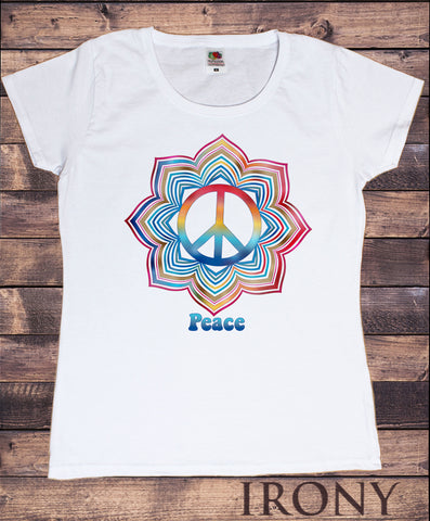 Women’s T-Shirt  Peace Flowery Colour gradients Print TS1305