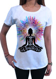 Women's T-Shirt Namaste Buddha flowers colour explosion Yoga meditation print TS1317