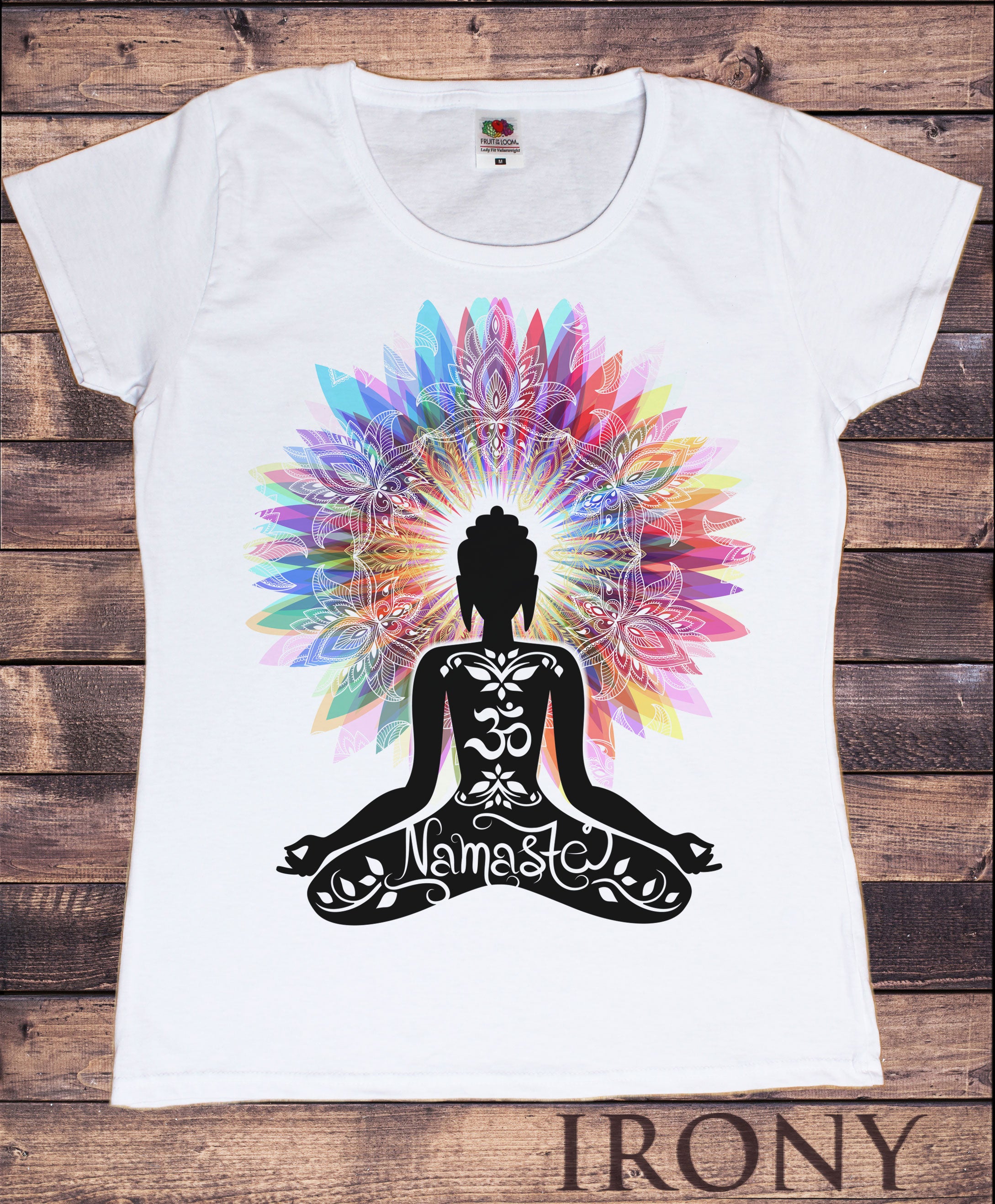 Women's T-Shirt Namaste Buddha flowers colour explosion Yoga