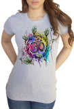 Women's T-Shirt Colourful Om Ethnic Motif Floral Flowers Meditation Print TS1324