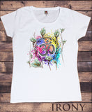 Women's T-Shirt Colourful Om Ethnic Motif Floral Flowers Meditation Print TS1324