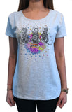 Women's T-Shirt Ethnic Cats Colourful flowery drops zen peace TS1337
