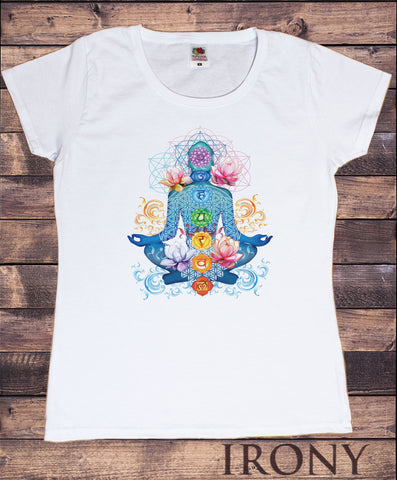 Women's T-Shirt Chakra Symbols Lotus Geometric Spiritual Design Print TS1348