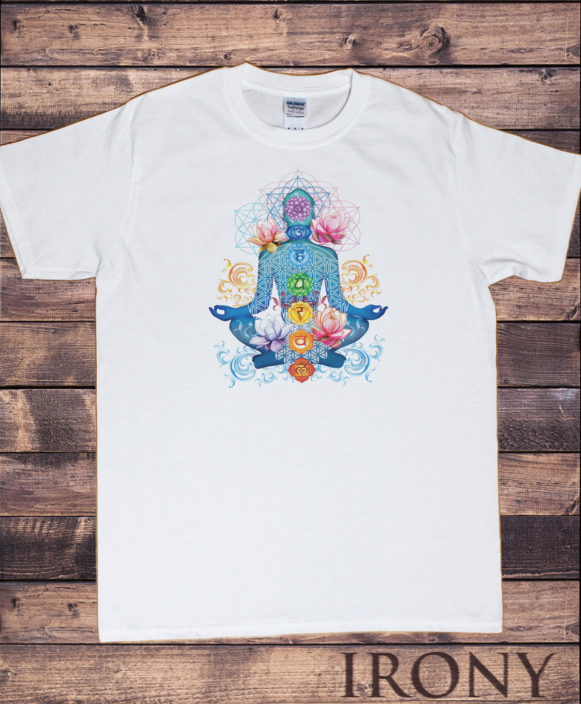 Men’s T-Shirt Chakra Symbols Lotus Geometric Spiritual Design Print TS1348