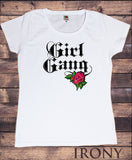 Women’s T-Shirt Girl Gang Slogan Embroidery Rose Print TS1386