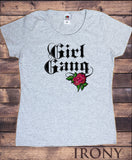 Women’s T-Shirt Girl Gang Slogan Embroidery Rose Print TS1386