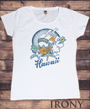 Women’s White T-Shirt Hawaii Summer Vibes Holiday Rainbow Parrot Print TS1403