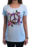 Womens T-Shirt Peace Butterfly Colour Splash Vibrant Print TS1433