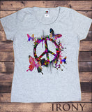 Womens T-Shirt Peace Butterfly Colour Splash Vibrant Print TS1433