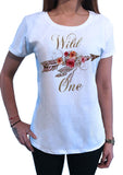 Women's T-Shirt Wild One Arrow and Roses break free dreamer Print TS1435