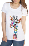 Women's T-Shirt With Giraffe Colourful Ethnic Print TS1437 Bottom garment