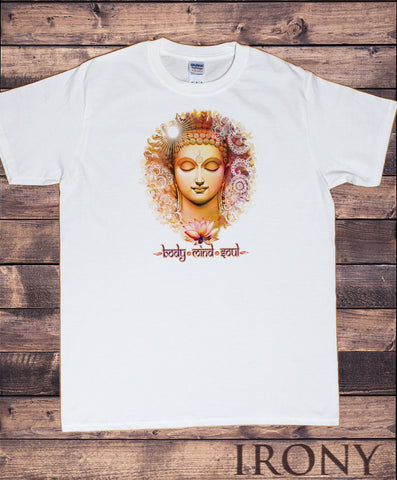 Mens T-Shirt Body Mind Soul Om Yoga Chakra Meditation India Zen-Print TS1472