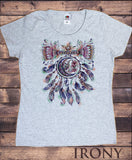 Women’s T-Shirt Dreamcatcher Tribal Red Indian Moon Eye American Feathers TS1491