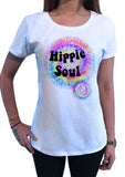 Women's White T-Shirt Hippie Soul Tie-Dye  Love Heart Print TS1492
