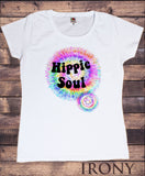 Women's White T-Shirt Hippie Soul Tie-Dye  Love Heart Print TS1492