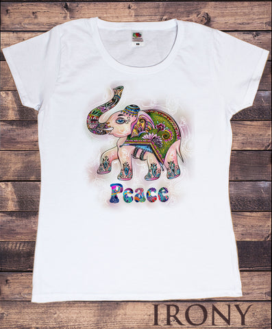 Women’s Tee Colourful Elephant Abstract Icon- Peace Novelty Print TS1495