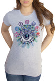 Women’s T-Shirt Chakra Eye Meditation Feathers  Peace Print TS1498