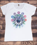 Women’s T-Shirt Chakra Eye Meditation Feathers  Peace Print TS1498