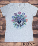 Women’s T-Shirt Chakra Eye Meditation Feathers  Peace Print TS1498