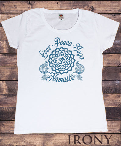 Women's T-Shirt Love, Peace, Yoga Om Namaste Meditation Peace TS1499