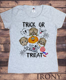 Women's T-Shirt Halloween "Trick or Treat" Emoji funny Print TS1509